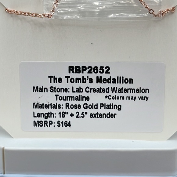 Bomb Party Necklace RBP2652 THE TOMB’S MEDALLION Watermelon Tourmaline - Picture 3 of 3